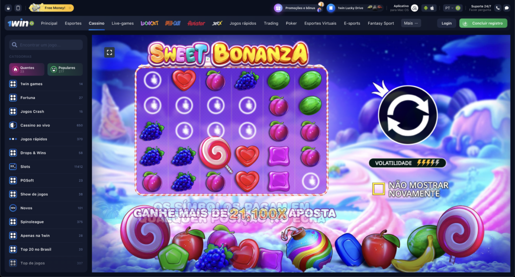 1Win casino sweet bonanza
